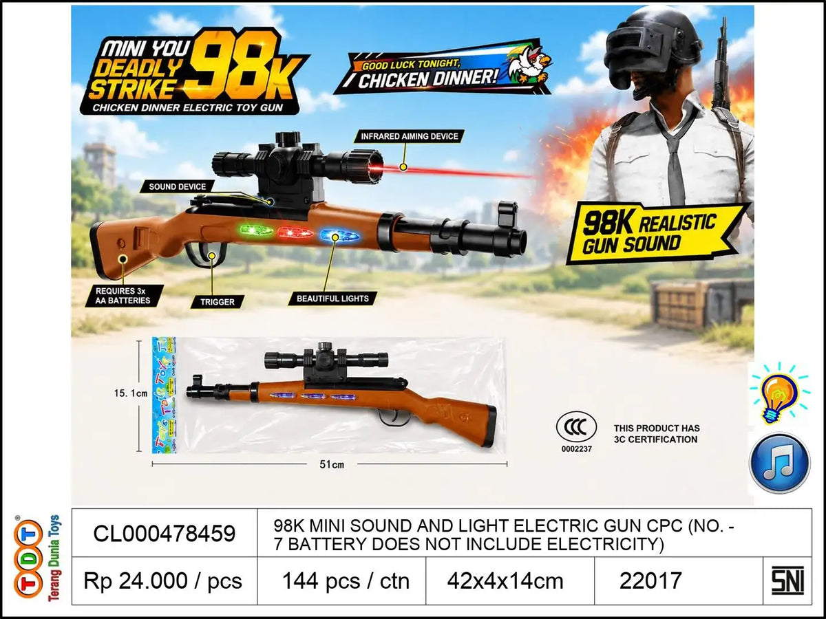 98K MINI SOUND AND LIGHT ELECTRIC GUN CPC (NO. 7 BATTERY DOES NOT INCLUDE ELECTRICITY)
