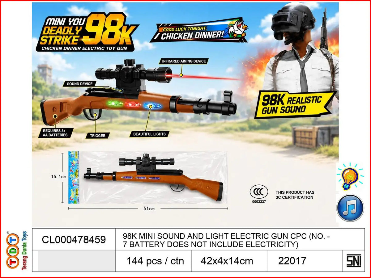 98K MINI SOUND AND LIGHT ELECTRIC GUN CPC (NO. 7 BATTERY DOES NOT INCLUDE ELECTRICITY)

TAGS : PISTOL MAINAN  TEMBAKAN SENJATA BATERAI BATRE BO MUSIK SUARA BUNYI LAMPU LED NYALA GETAR OTOMATIS ANAK