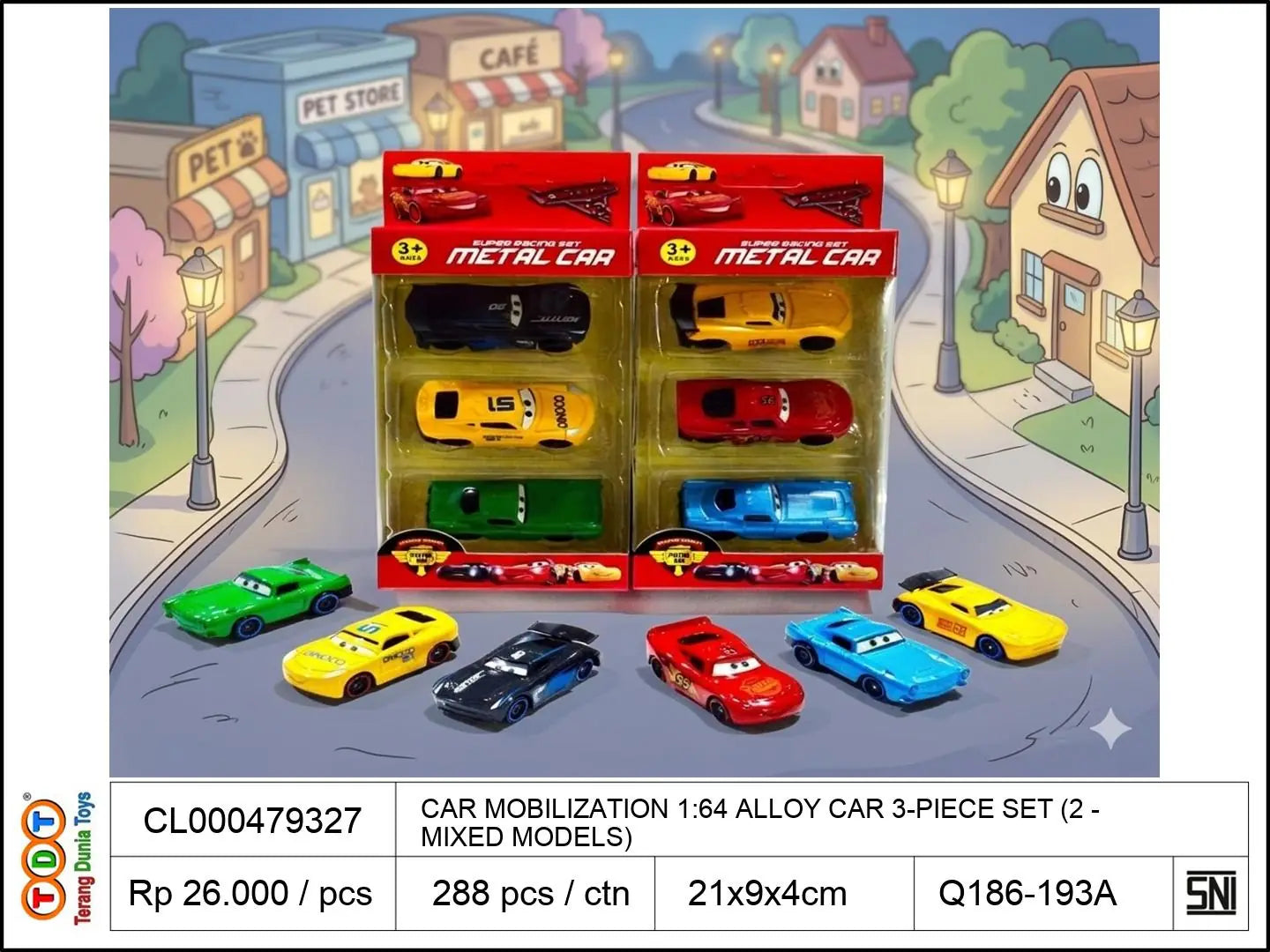 CAR MOBILIZATION 1:64 ALLOY CAR 3-PIECE SET (2 MIXED MODELS)