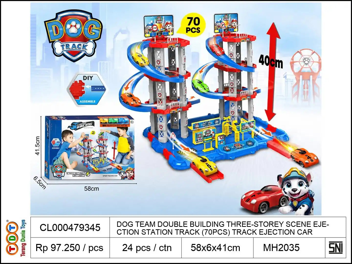 DOG TEAM DOUBLE BUILDING THREE-STOREY SCENE EJECTION STATION TRACK (70PCS) TRACK EJECTION CAR ASSEMBLED TRACK CPC