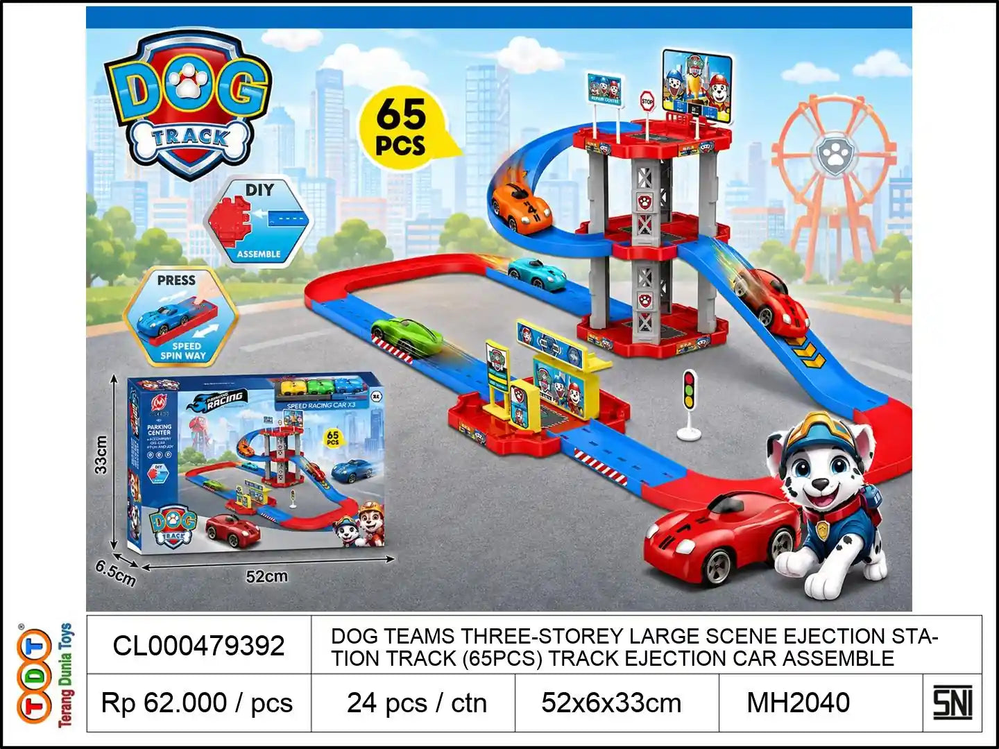 DOG TEAMS THREE-STOREY LARGE SCENE EJECTION STATION TRACK (65PCS) TRACK EJECTION CAR ASSEMBLES TRACK CPC