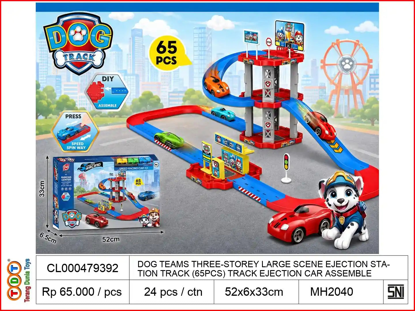 DOG TEAMS THREE-STOREY LARGE SCENE EJECTION STATION TRACK (65PCS) TRACK EJECTION CAR ASSEMBLES TRACK CPC