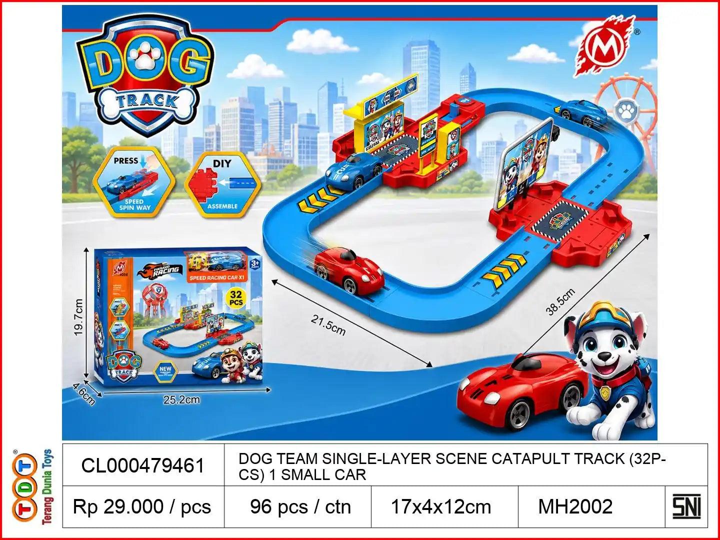 DOG TEAM SINGLE-LAYER SCENE CATAPULT TRACK (32PCS) WITH 1 SMALL CAR
