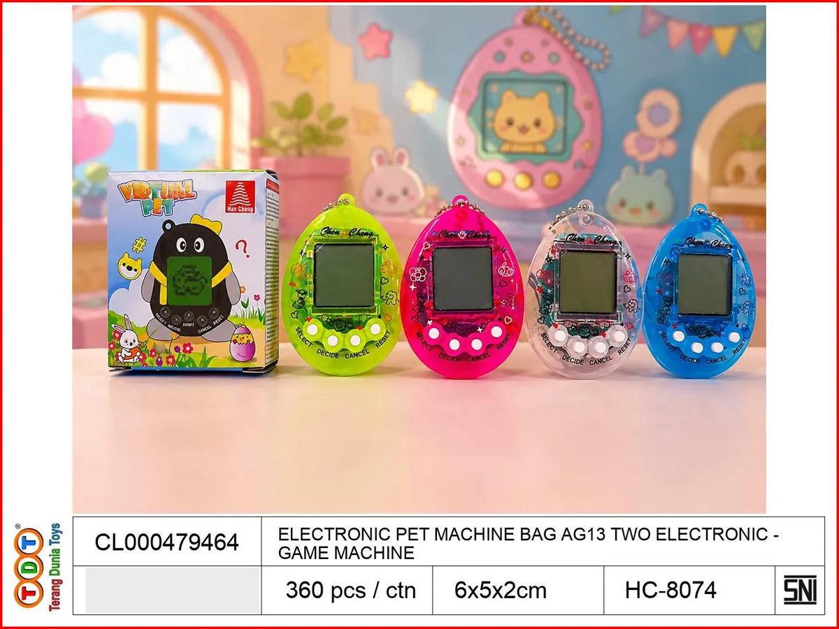 ELECTRONIC PET MACHINE BAG AG13 TWO ELECTRONIC GAME MACHINE

TAGS : GAME ELECTRIC MAINAN INTERAKTIF INTERAKSI SUARA RESPON PINTAR SENSOR SENTUH GERAK ROBOT ELEKTRONIK BICARA EDUKASI