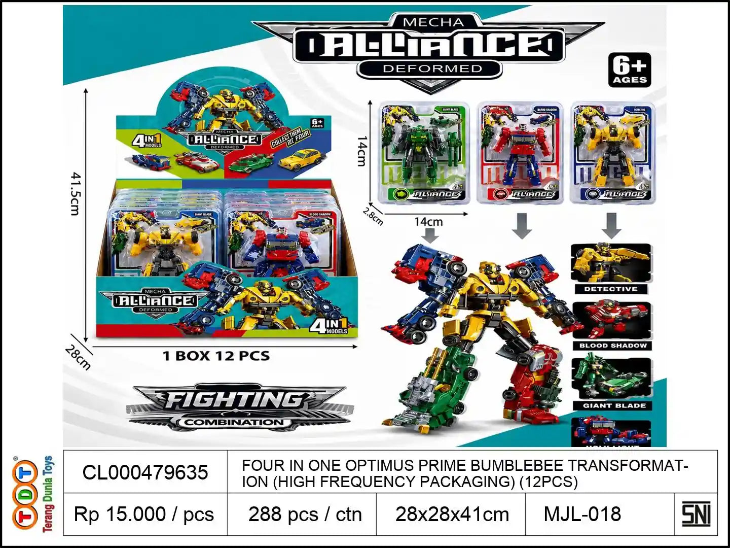 FOUR IN ONE OPTIMUS PRIME BUMBLEBEE TRANSFORMATION (HIGH FREQUENCY PACKAGING) (12PCS)