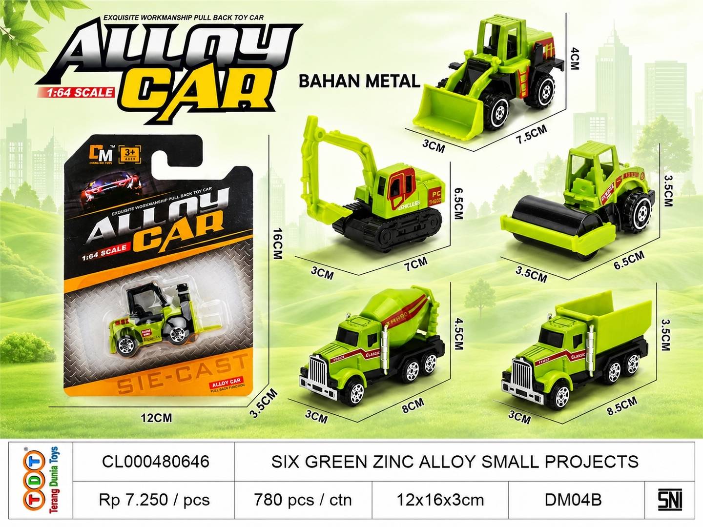 SIX GREEN ZINC ALLOY