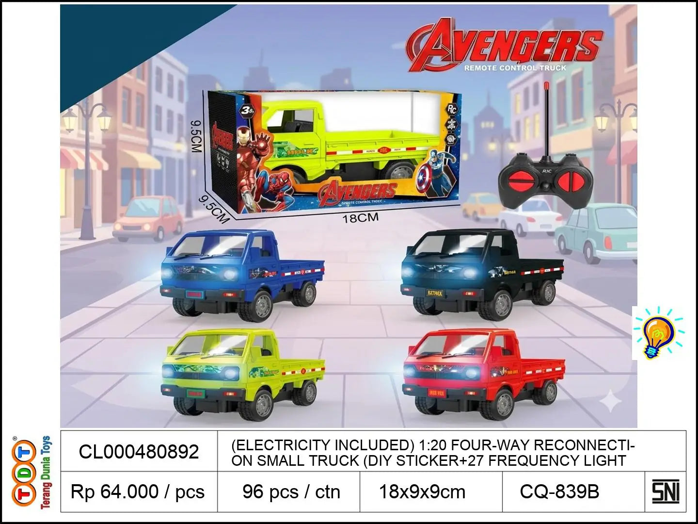 (ELECTRICITY INCLUDED) 1:20 FOUR-WAY RECONNECTION SMALL TRUCK (DIY STICKER+27 FREQUENCY LIGHT, INFRINGEMENT)