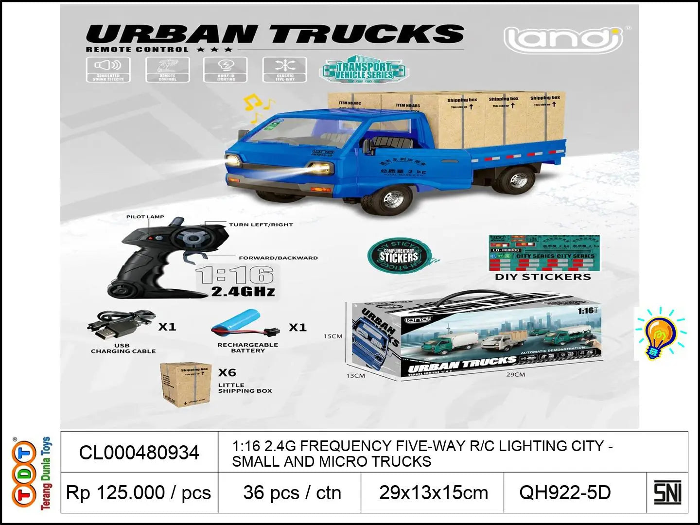 1:16 2.4G FREQUENCY FIVE-WAY REMOTE CONTROL LIGHTING CITY SMALL AND MICRO TRUCKS