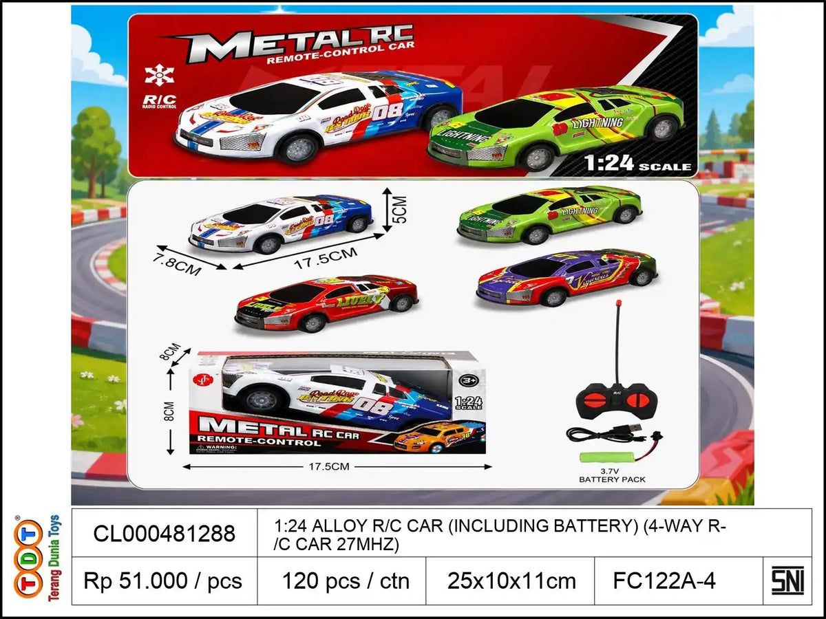 1:24 ALLOY REMOTE CONTROL CAR (INCLUDING BATTERY) (4-WAY REMOTE CONTROL CAR 27MHZ)