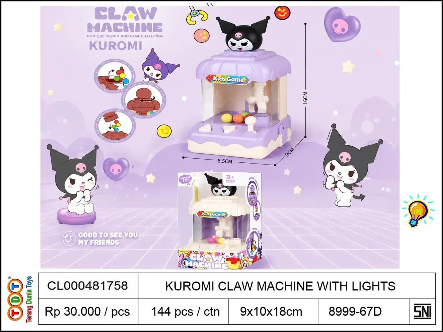 KUROMI CLAW MACHINE WITH LIGHTS