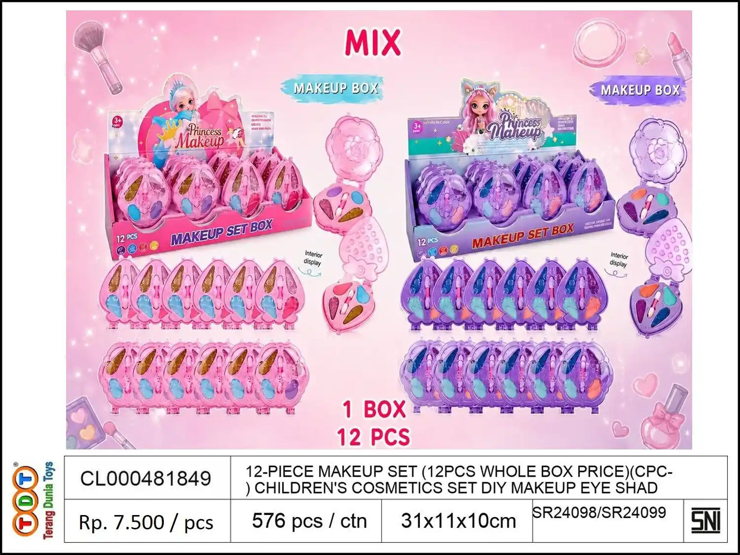 12-PIECE MAKEUP SET (12PCS WHOLE BOX PRICE)(CPC) CHILDREN'S COSMETICS SET DIY MAKEUP EYE SHADOW PLATE BEAUTY MAKEUP CHILDREN'S MAKEUP TOYS