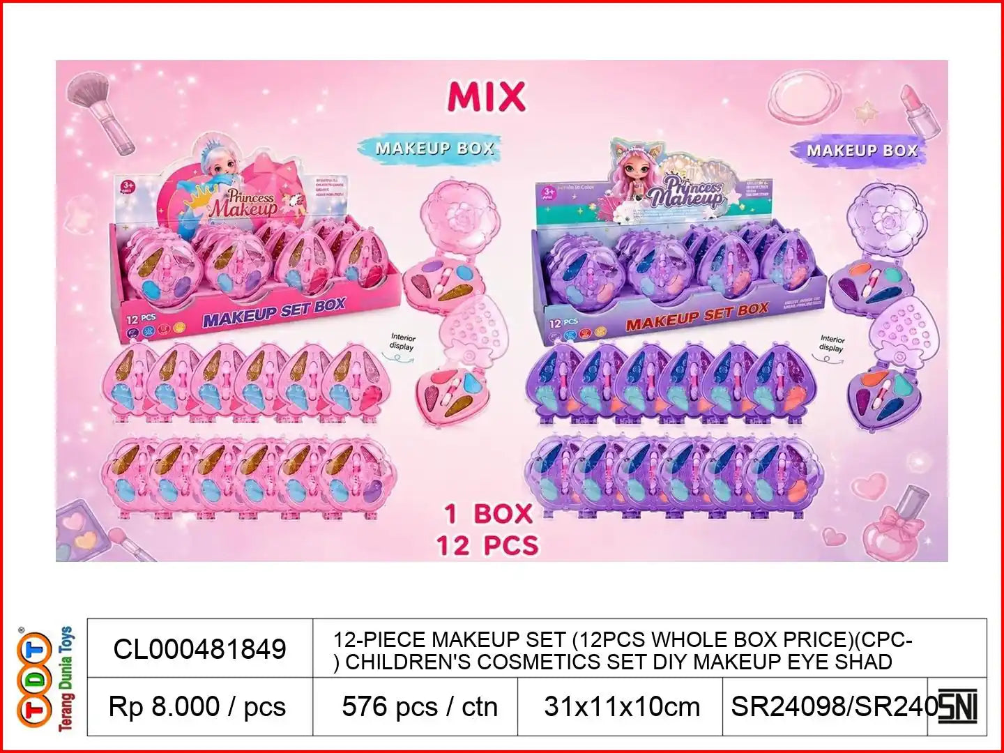 12-PIECE MAKEUP SET (12PCS WHOLE BOX PRICE)(CPC) CHILDREN'S COSMETICS SET DIY MAKEUP EYE SHADOW PLATE BEAUTY MAKEUP CHILDREN'S MAKEUP TOYS