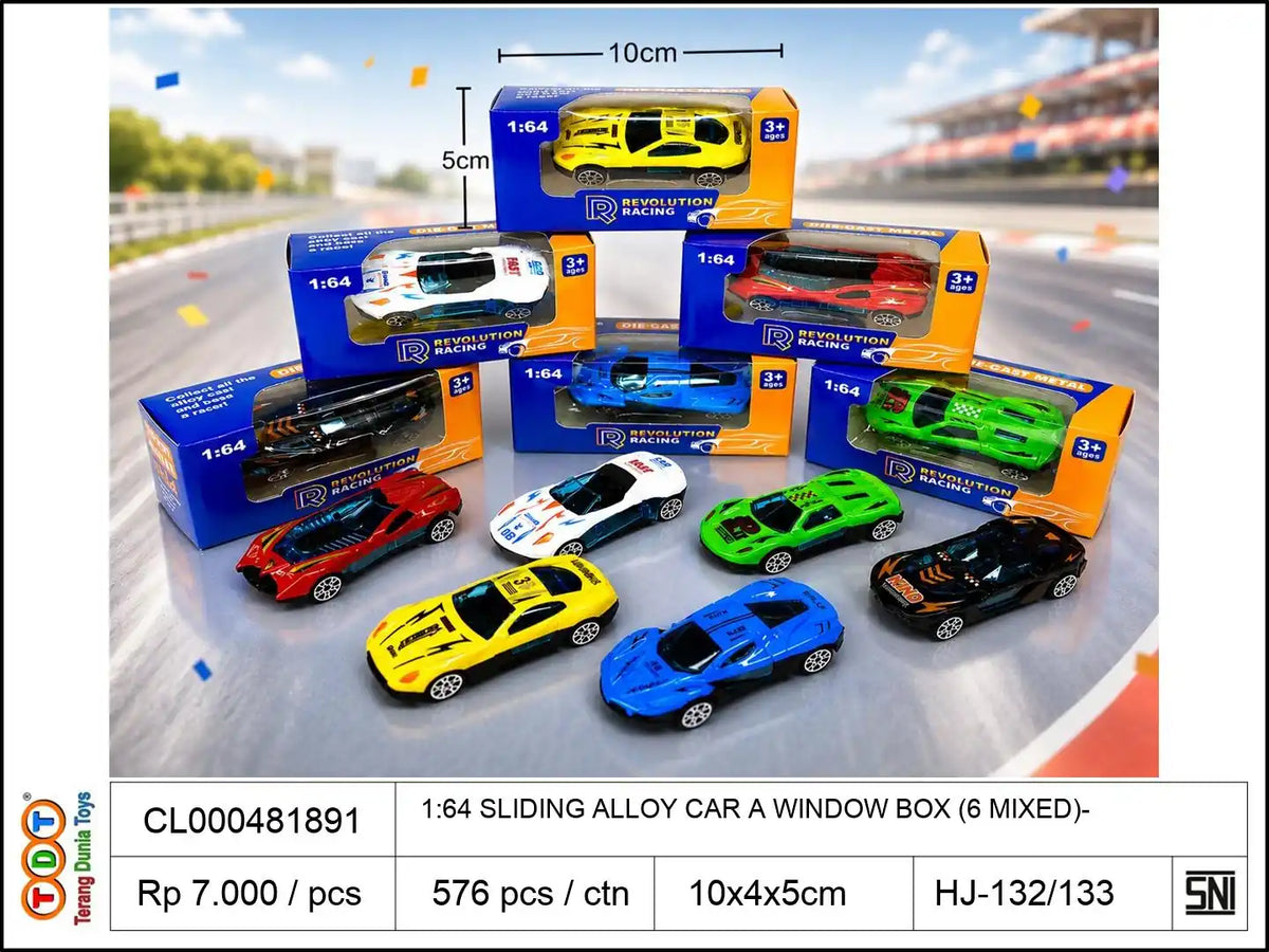 1:64 SLIDING ALLOY CAR A WINDOW BOX (6 MIXED)