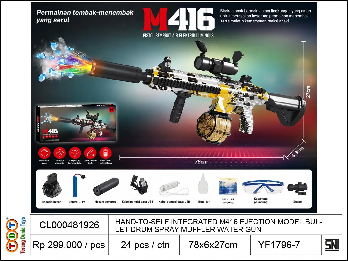 HAND-TO-SELF INTEGRATED M416 EJECTION MODEL BULLET DRUM WITH SPRAY MUFFLER WATER GUN