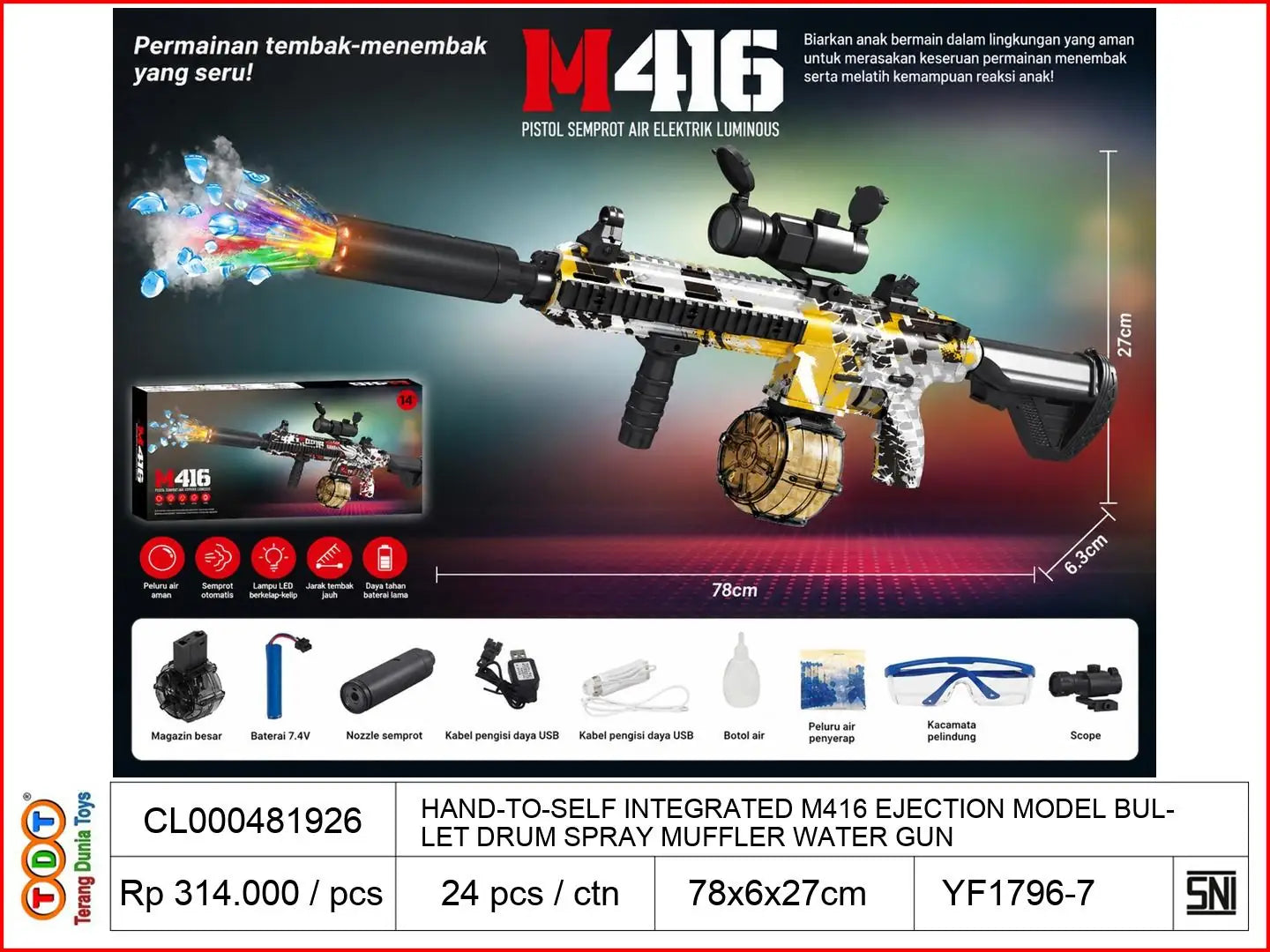 HAND-TO-SELF INTEGRATED M416 EJECTION MODEL BULLET DRUM WITH SPRAY MUFFLER WATER GUN