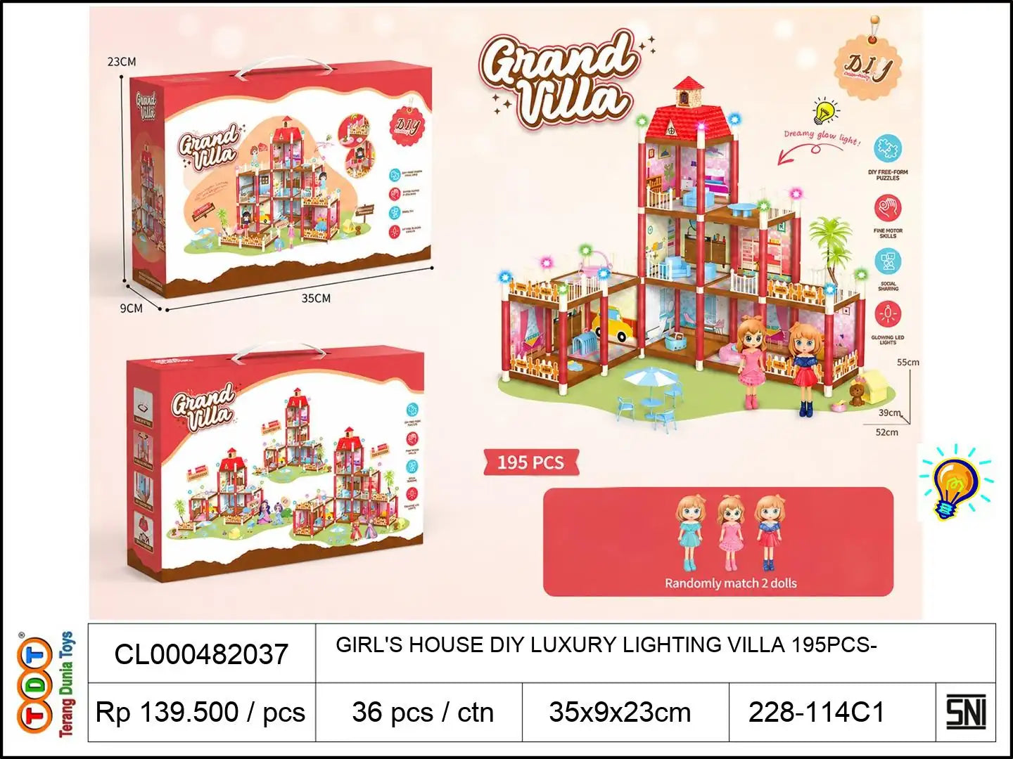 GIRL'S HOUSE DIY LUXURY LIGHTING VILLA 195PCS