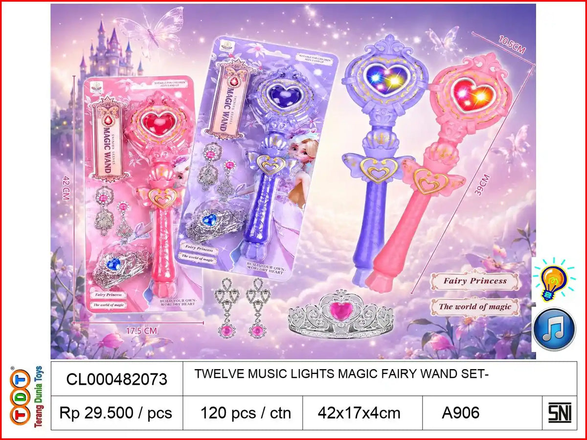 TWELVE MUSIC LIGHTS MAGIC FAIRY WAND SET