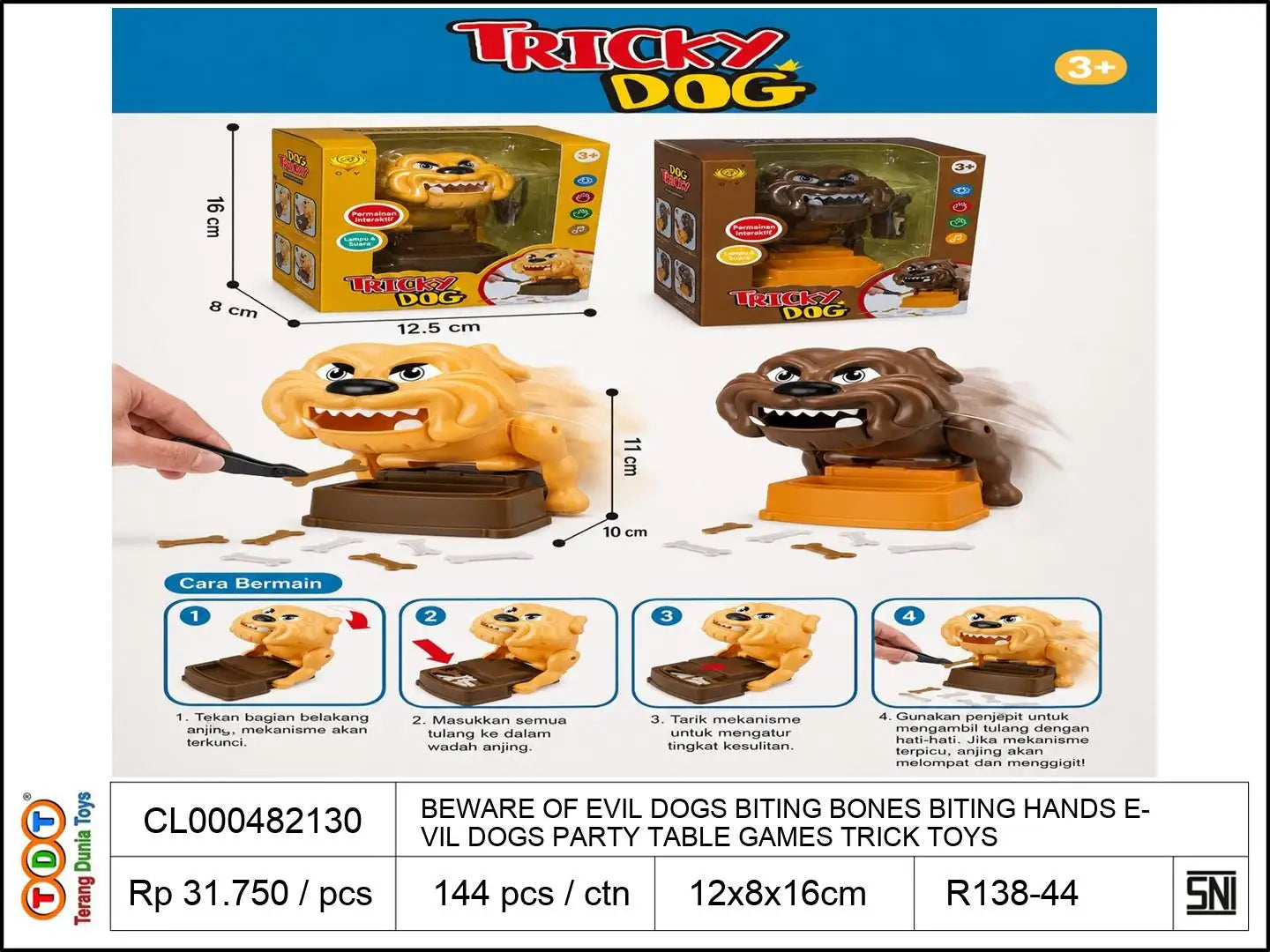 BEWARE OF EVIL DOGS BITING BONES BITING HANDS EVIL DOGS PARTY TABLE GAMES TRICK TOYS