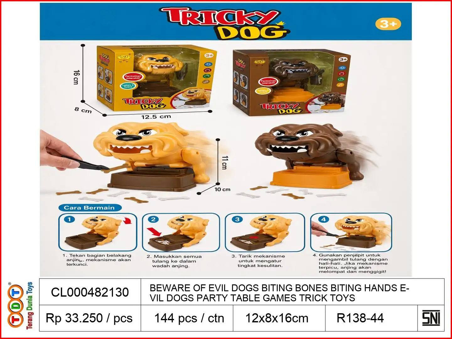 BEWARE OF EVIL DOGS BITING BONES BITING HANDS EVIL DOGS PARTY TABLE GAMES TRICK TOYS
