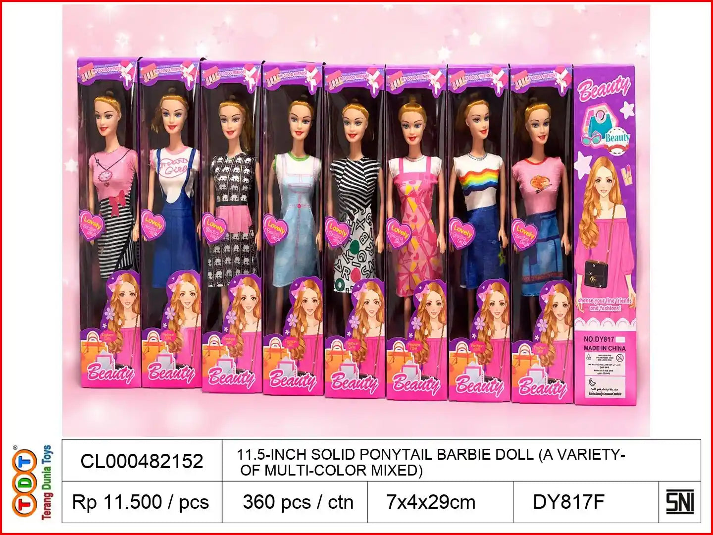 11.5-INCH SOLID PONYTAIL BARBIE DOLL (A VARIETY OF MULTI-COLOR MIXED)