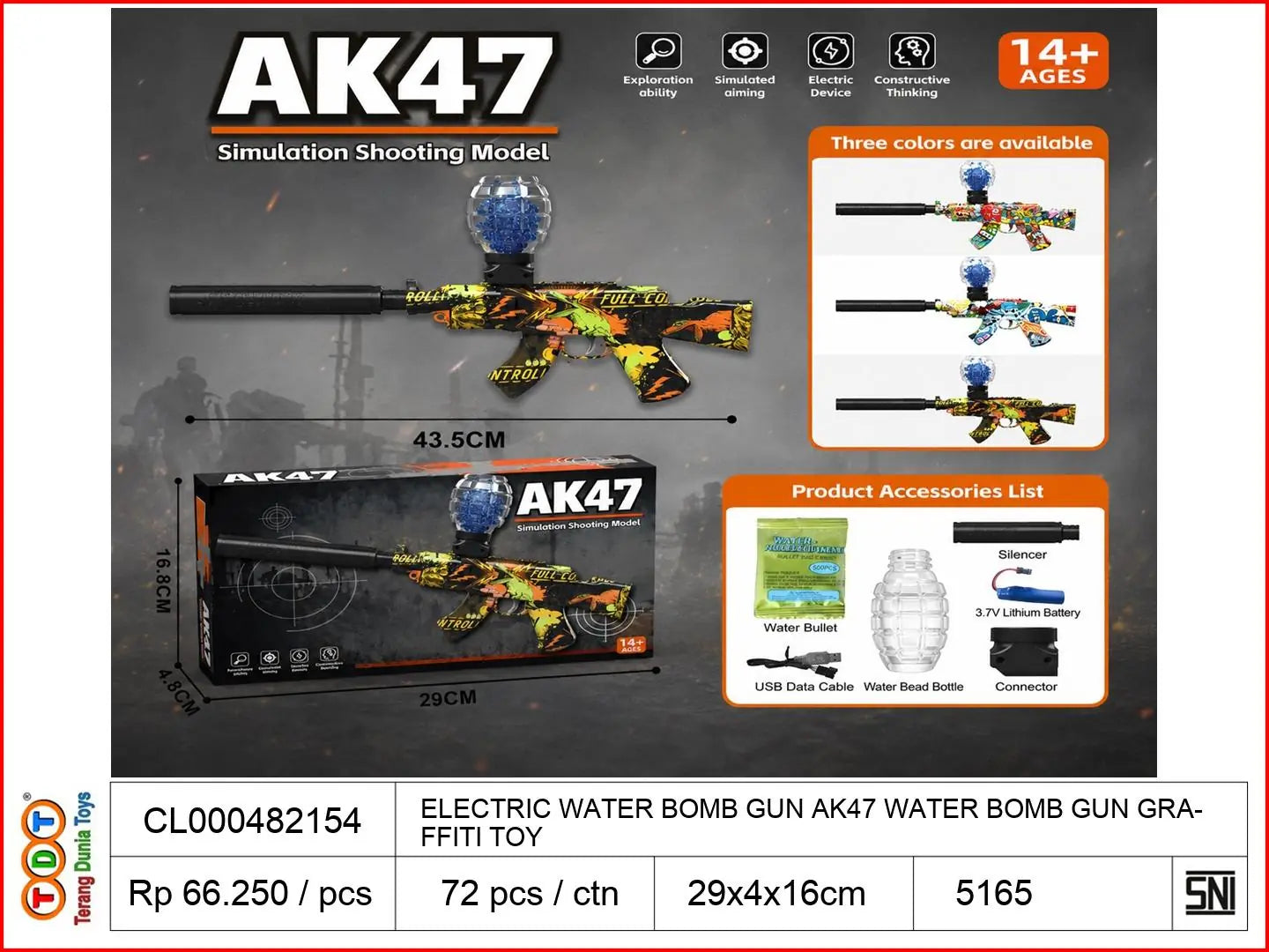 ELECTRIC WATER BOMB GUN AK47 WATER BOMB GUN GRAFFITI TOY