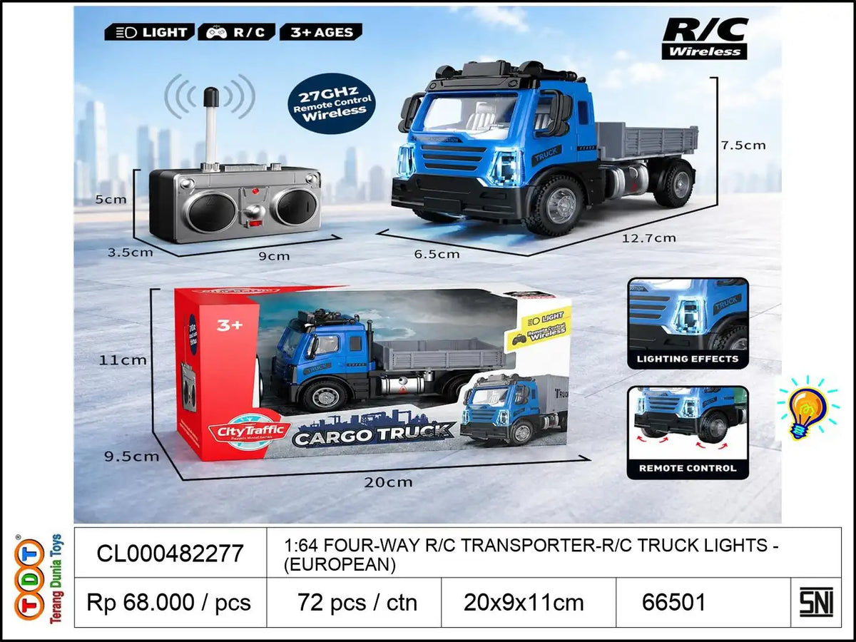 1:64 FOUR-WAY REMOTE CONTROL TRANSPORTER-REMOTE CONTROL TRUCK WITH LIGHTS (EUROPEAN)