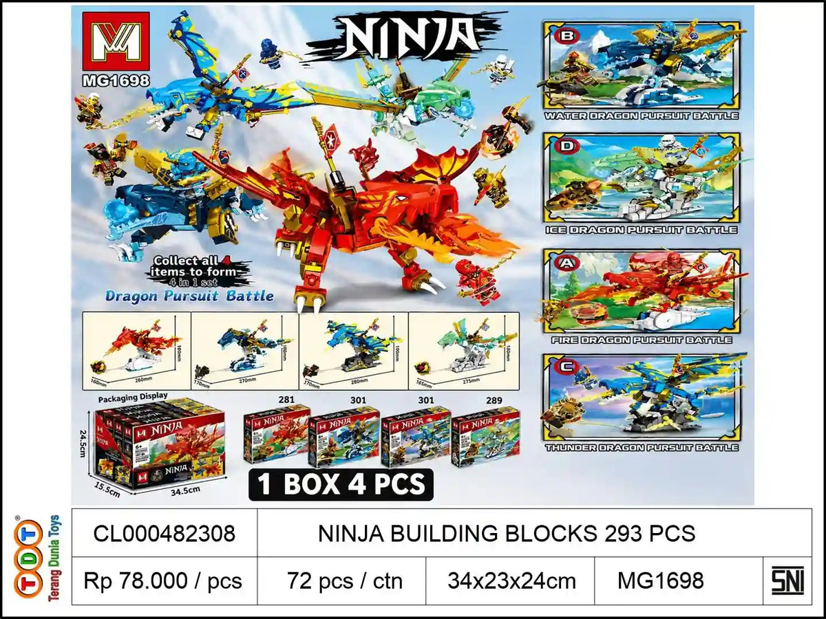 NINJA BUILDING BLOCKS 293 PCS