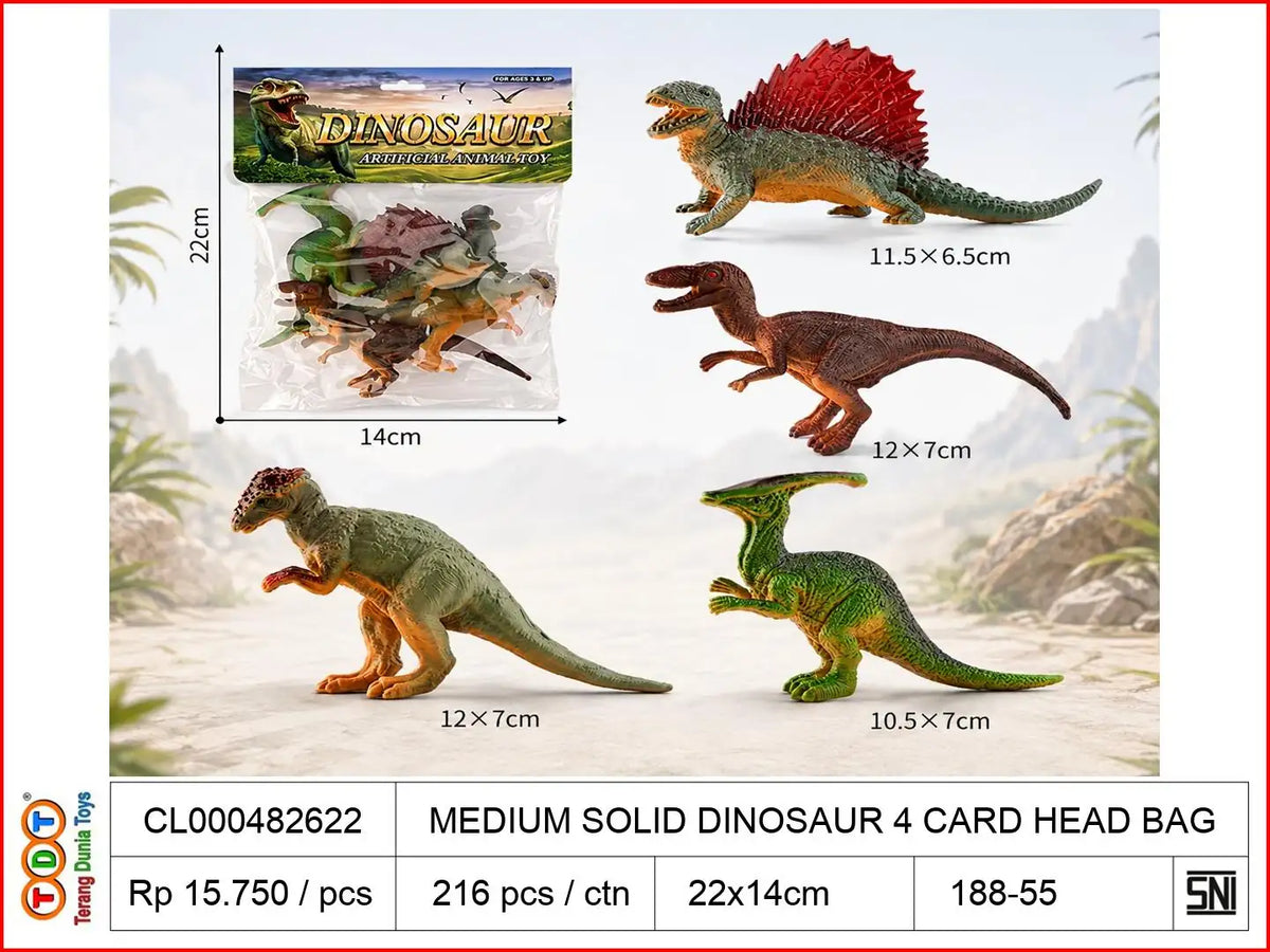 MEDIUM SOLID DINOSAUR 4 CARD HEAD BAG