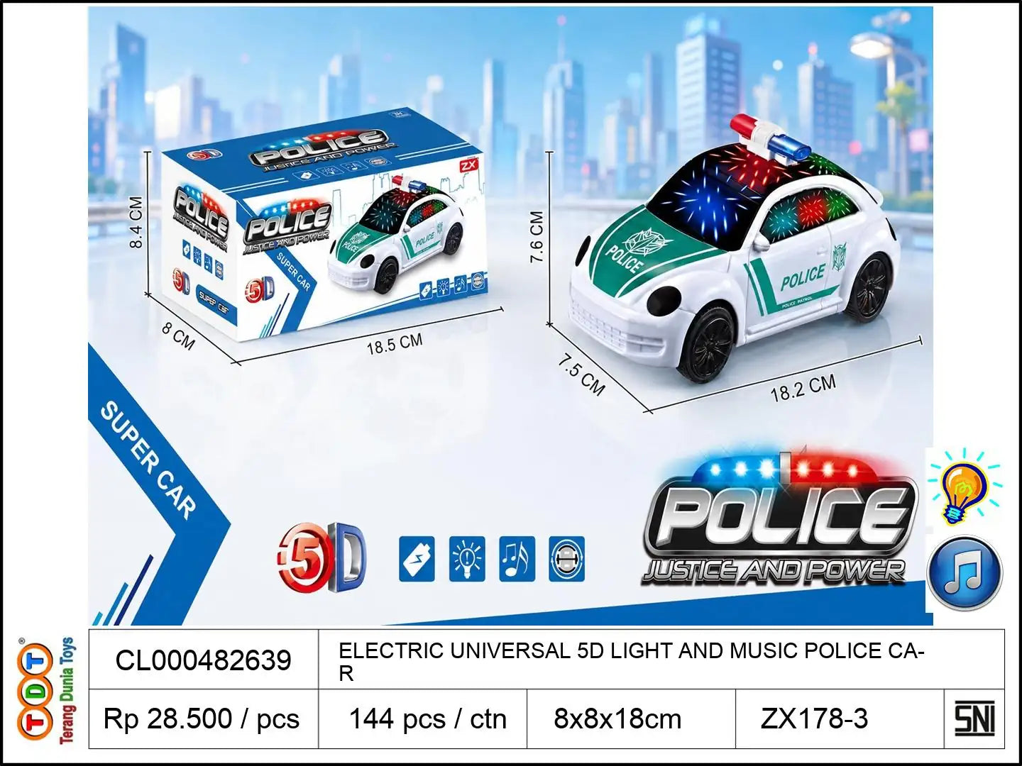 ELECTRIC UNIVERSAL 5D LIGHT AND MUSIC POLICE CAR