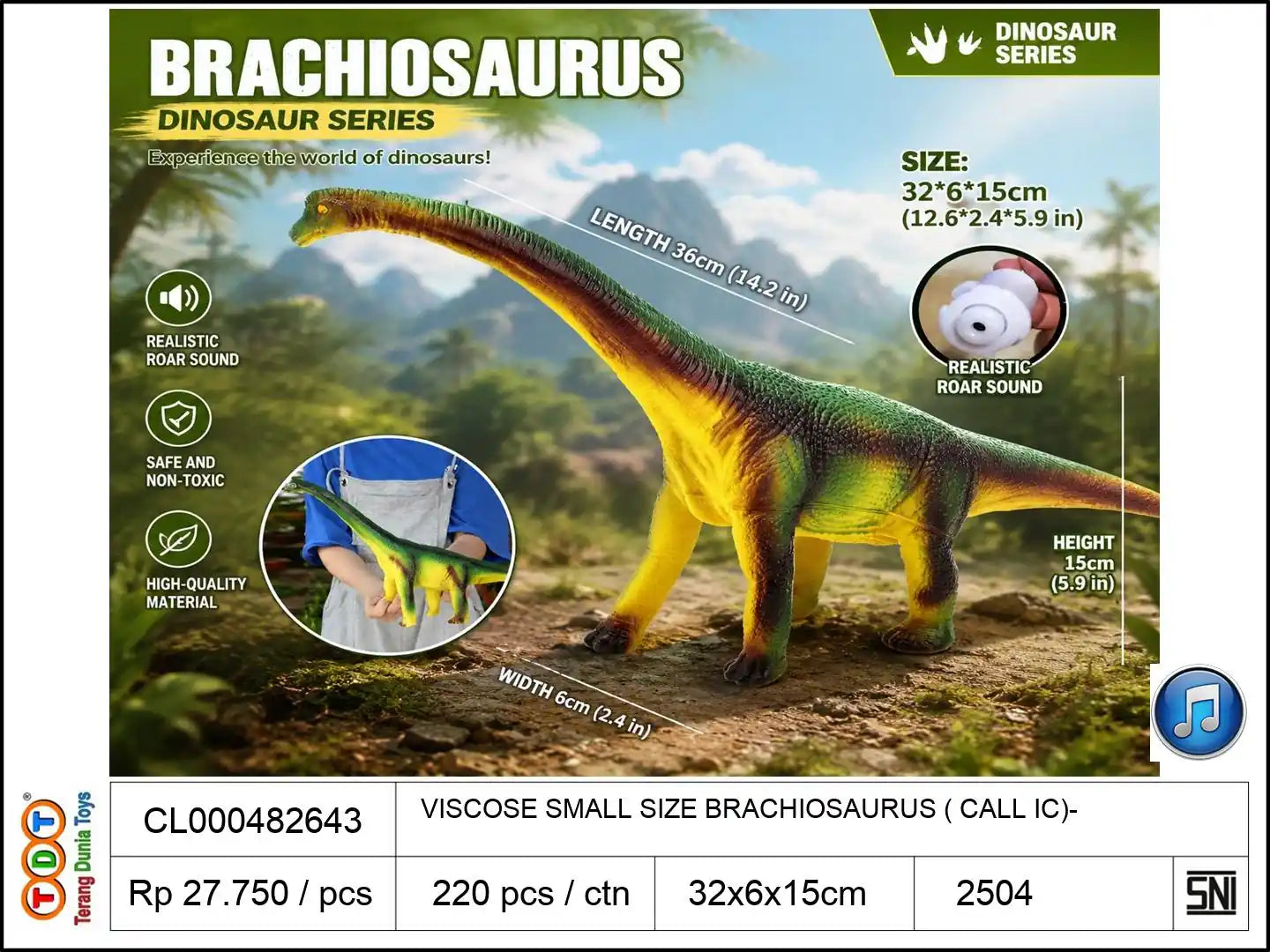 VISCOSE SMALL SIZE BRACHIOSAURUS (WITH CALL IC)
