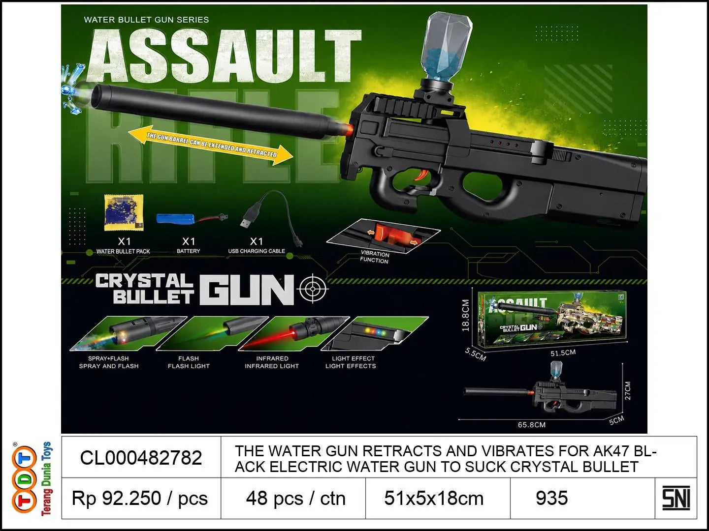 THE WATER GUN RETRACTS AND VIBRATES FOR AK47 BLACK ELECTRIC WATER GUN TO SUCK CRYSTAL BULLET SIMULATION GUN