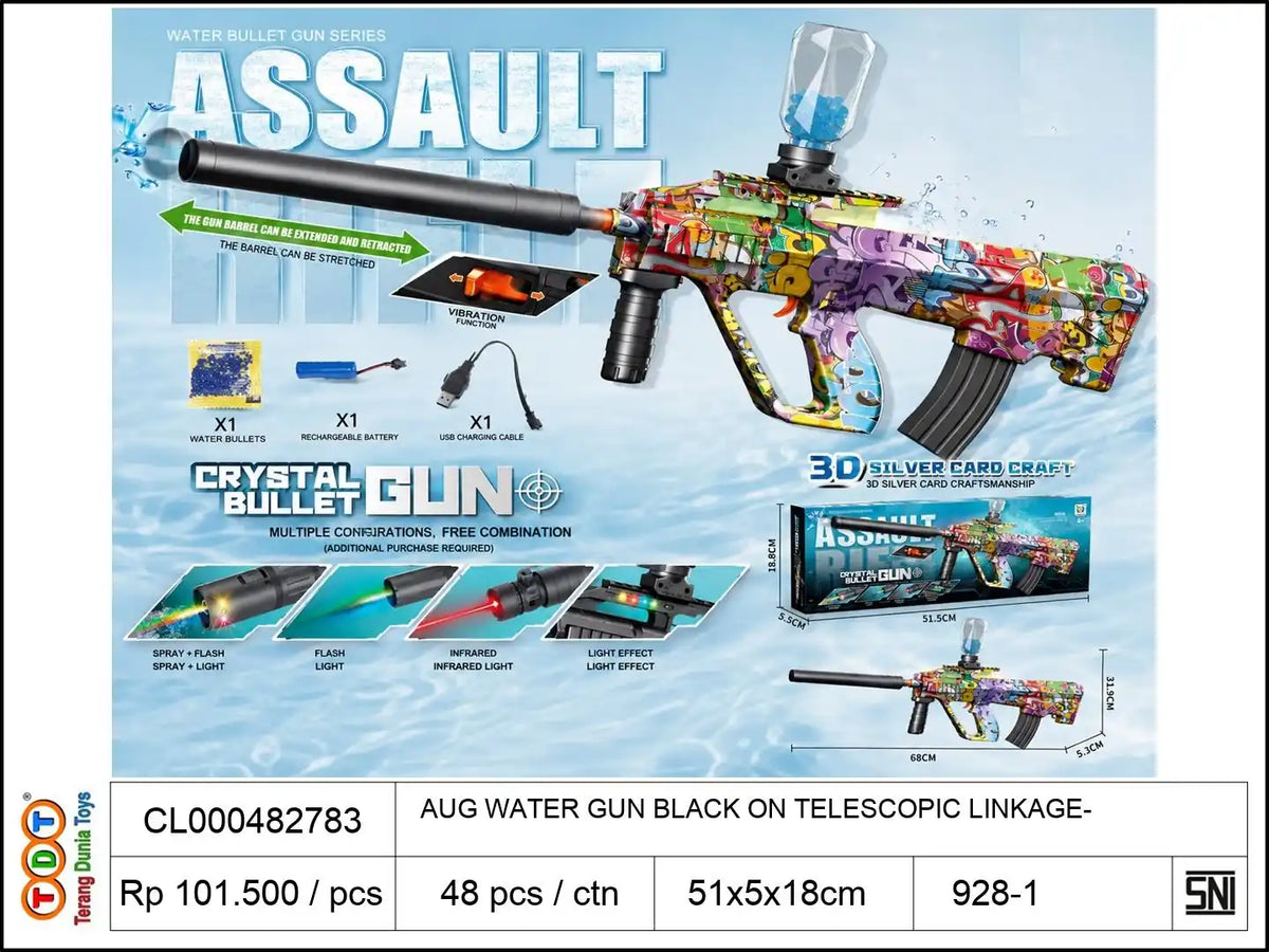 AUG WATER GUN BLACK ON TELESCOPIC LINKAGE