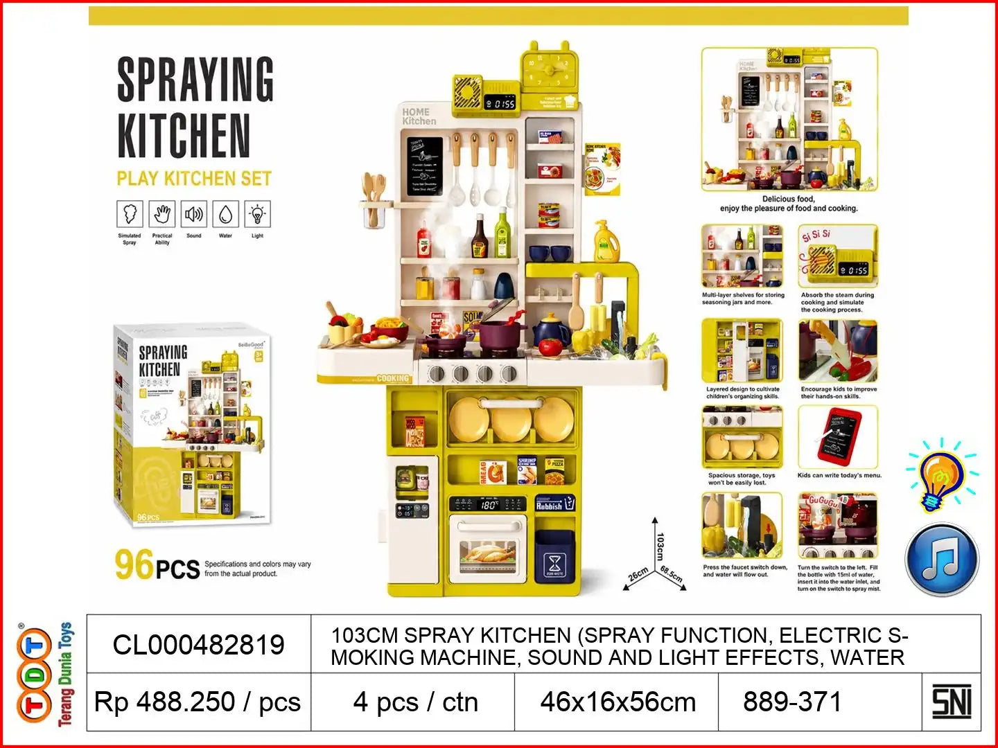 103CM SPRAY KITCHEN (SPRAY FUNCTION, ELECTRIC SMOKING MACHINE, SOUND AND LIGHT EFFECTS, WATER FUNCTION)