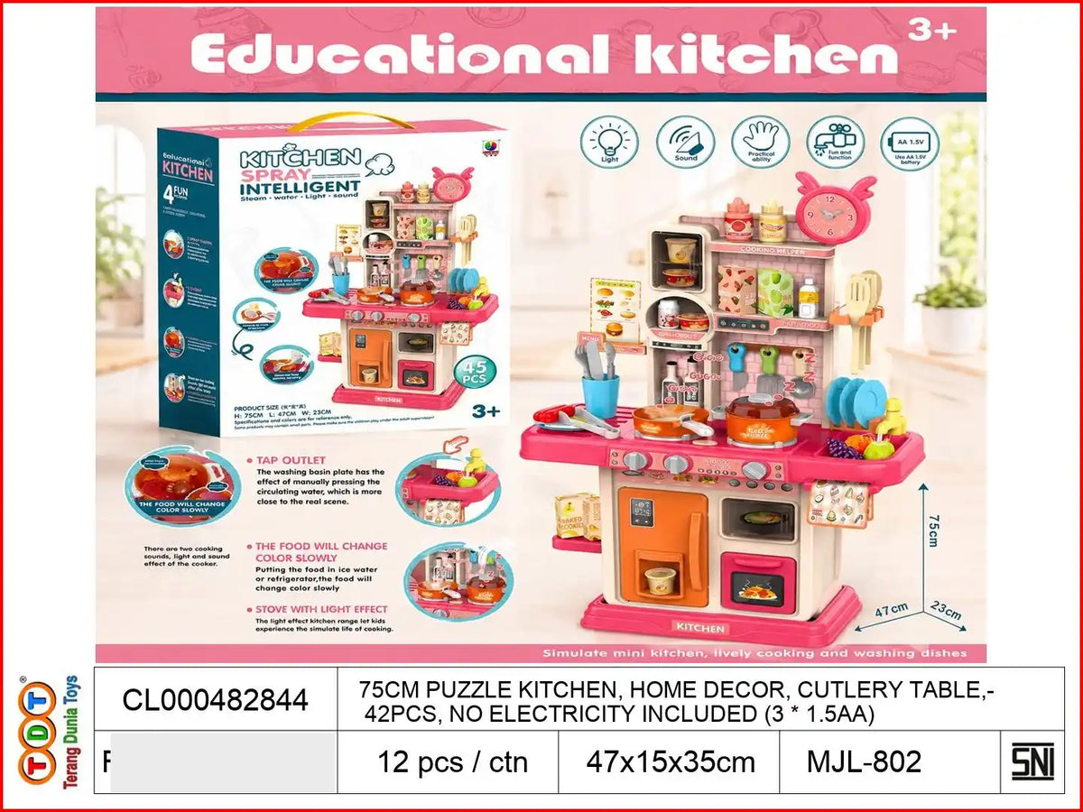 75CM PUZZLE KITCHEN, HOME DECOR, CUTLERY TABLE, 42PCS, NO ELECTRICITY INCLUDED (3 * 1.5AA)

TAGS : KITCHEN MASAK MASAKAN KITCHEN DAPUR SET KOPER BAK CUCI WASTAFEL AIR KOMPOR PANCI PORTABLE MAKANAN PRETENDING PLAY CHEF KOKI