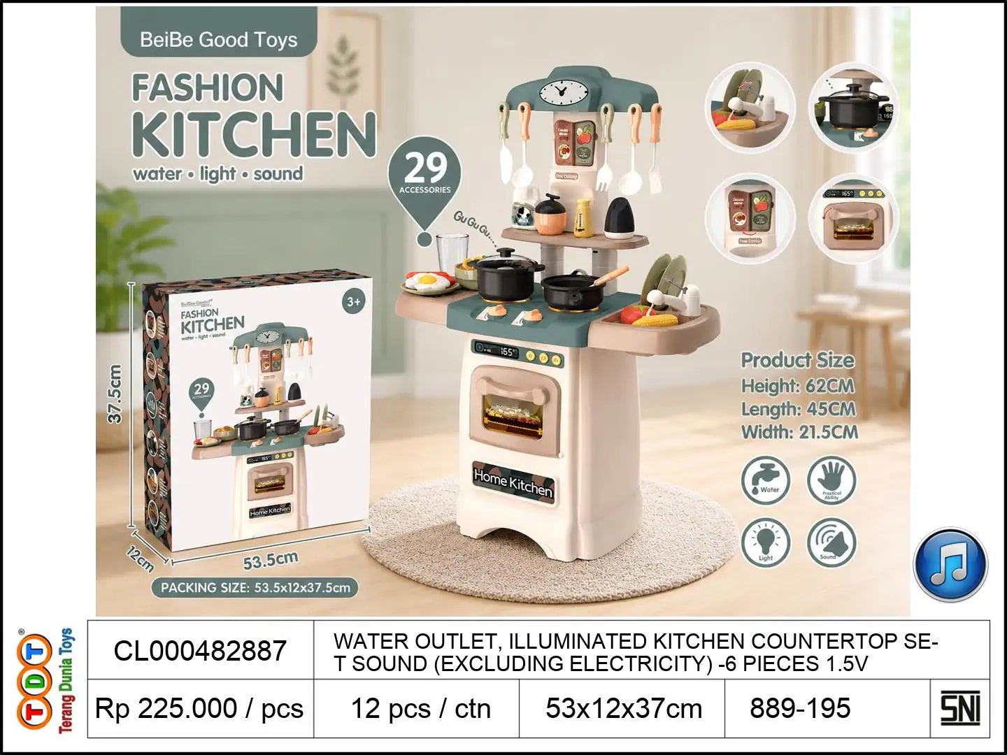 WATER OUTLET, ILLUMINATED KITCHEN COUNTERTOP SET WITH SOUND (EXCLUDING ELECTRICITY) -6 PIECES 1.5V AA