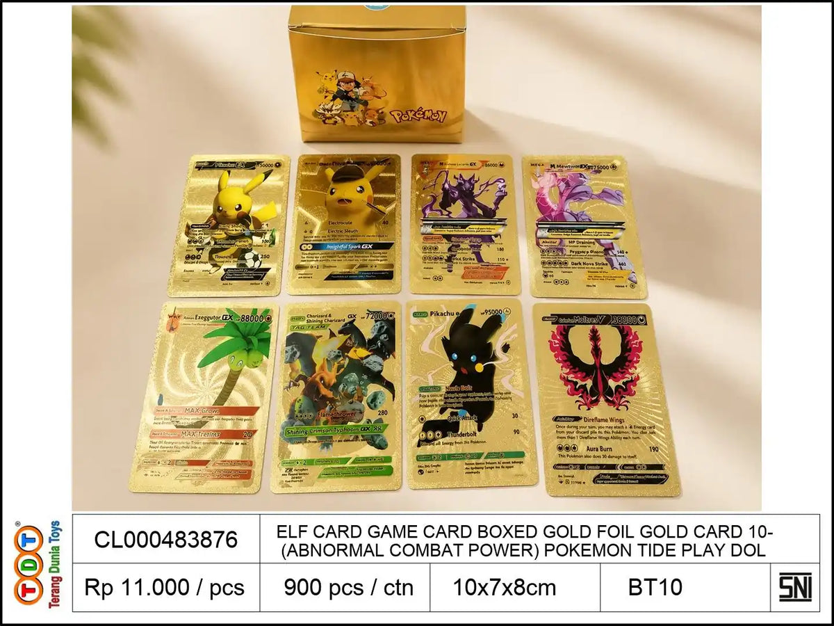 ELF CARD GAME CARD BOXED GOLD FOIL GOLD CARD 10 (ABNORMAL COMBAT POWER) POKEMON TIDE PLAY DOLL HAND DESKTOP ORNAMENTS