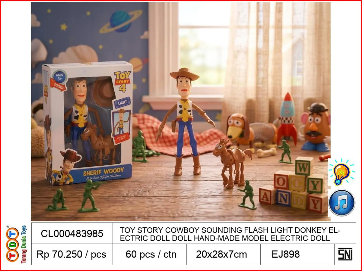 TOY STORY COWBOY SOUNDING FLASH LIGHT DONKEY ELECTRIC DOLL DOLL HAND-MADE MODEL ELECTRIC DOLL ORNAMENTS
