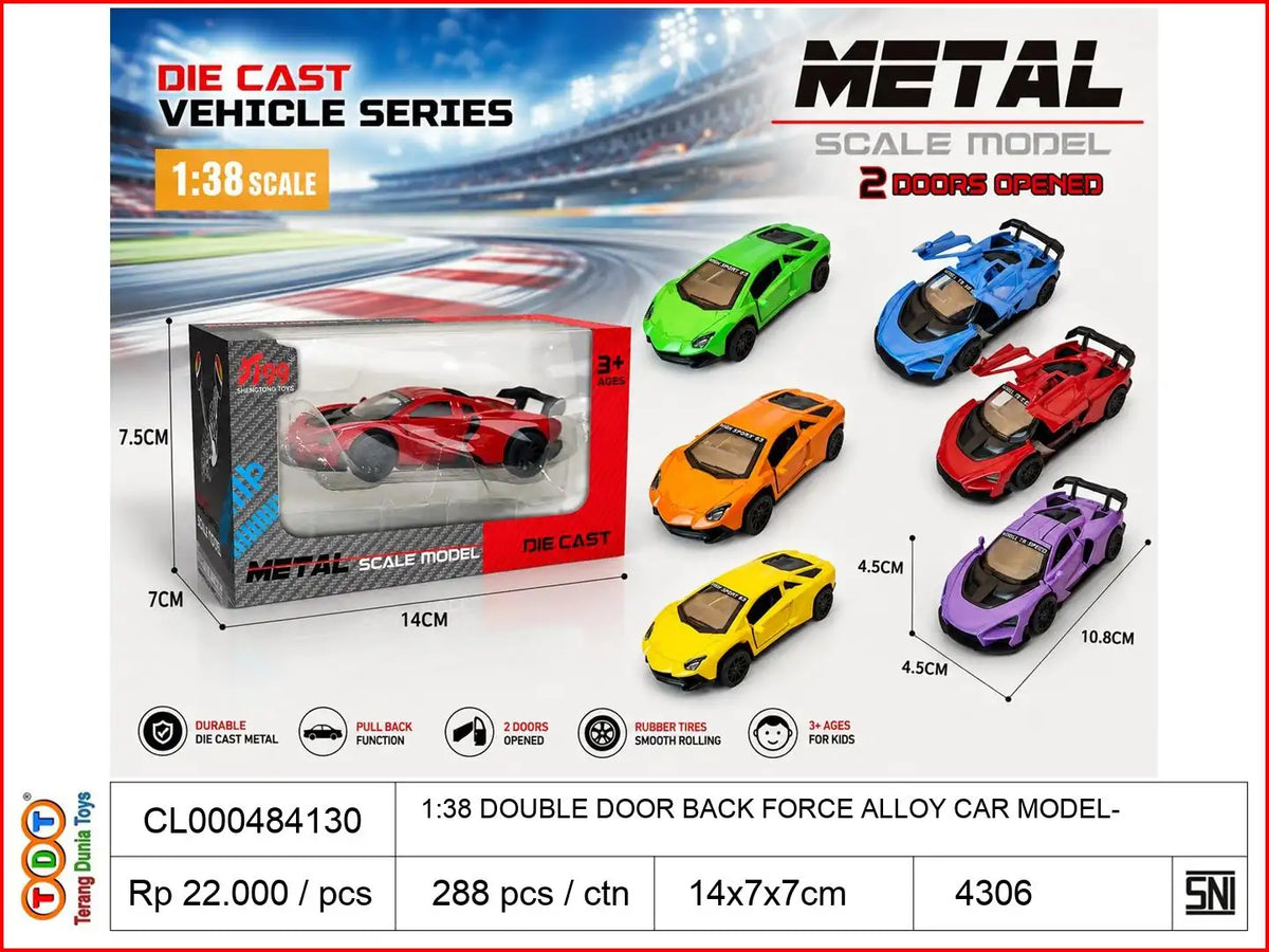 1:38 DOUBLE DOOR BACK FORCE ALLOY CAR MODEL