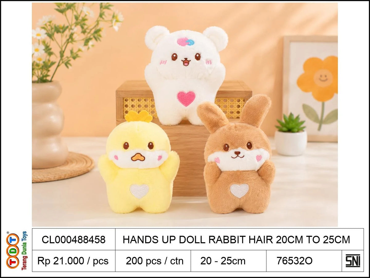HANDS UP DOLL RABBIT HAIR 20CM TO25CM