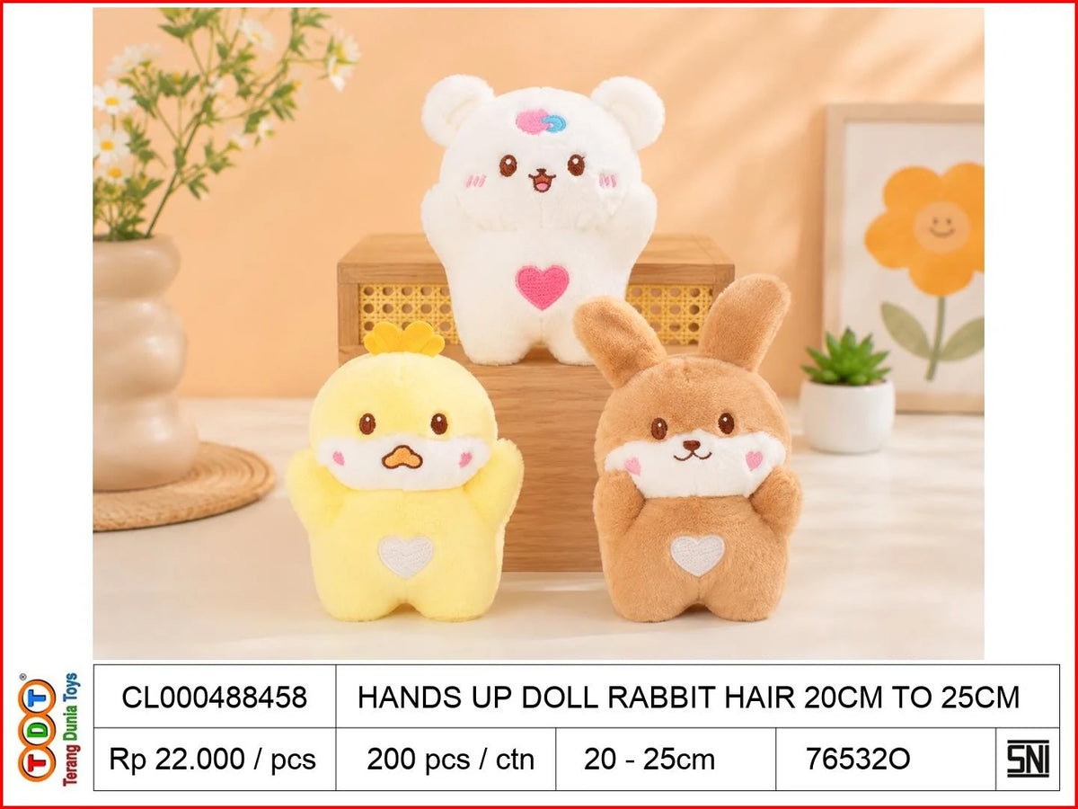HANDS UP DOLL RABBIT HAIR 20CM TO25CM
