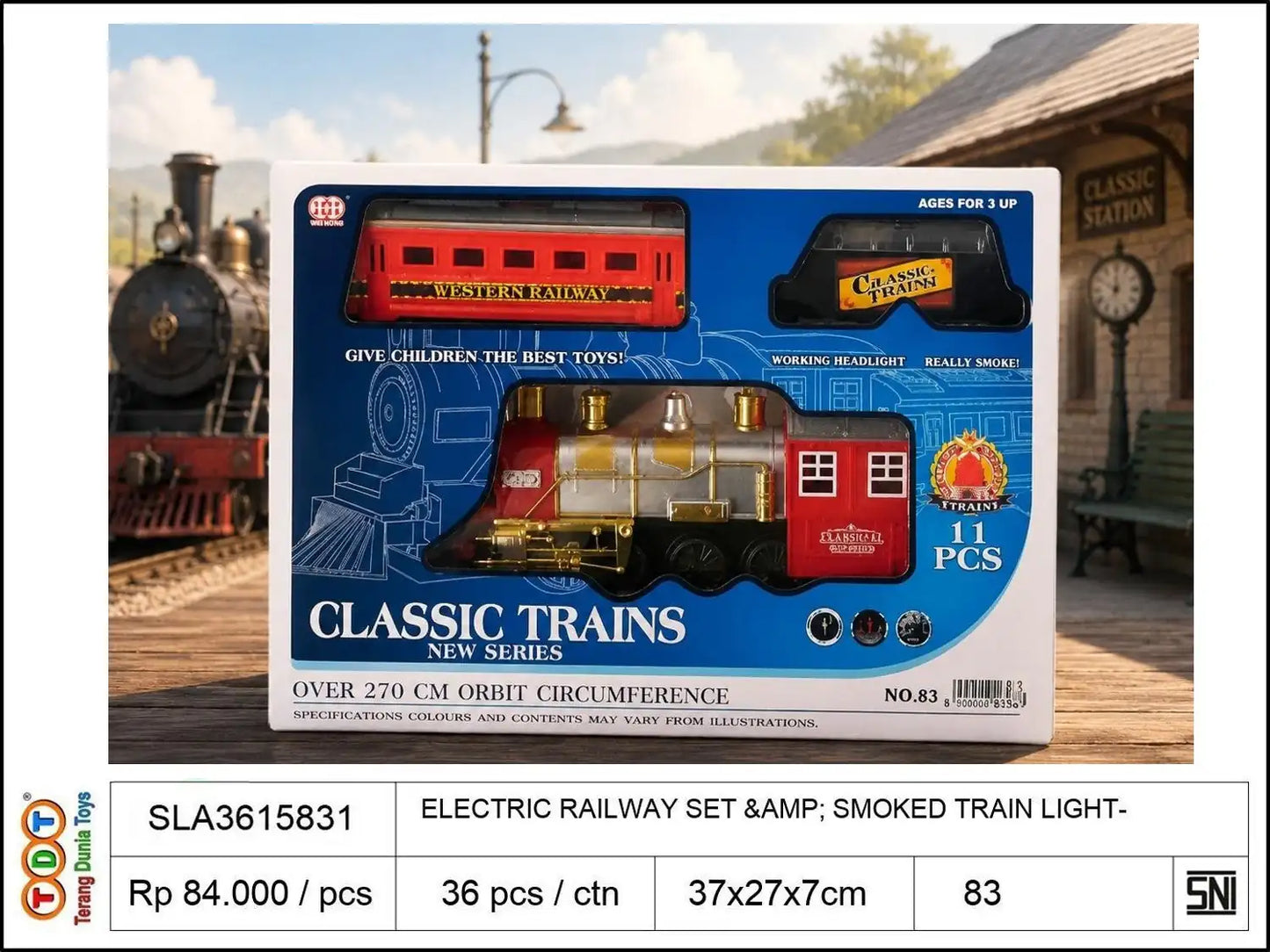 ELECTRIC RAILWAY SET &AMP; SMOKED TRAIN WITH LIGHT