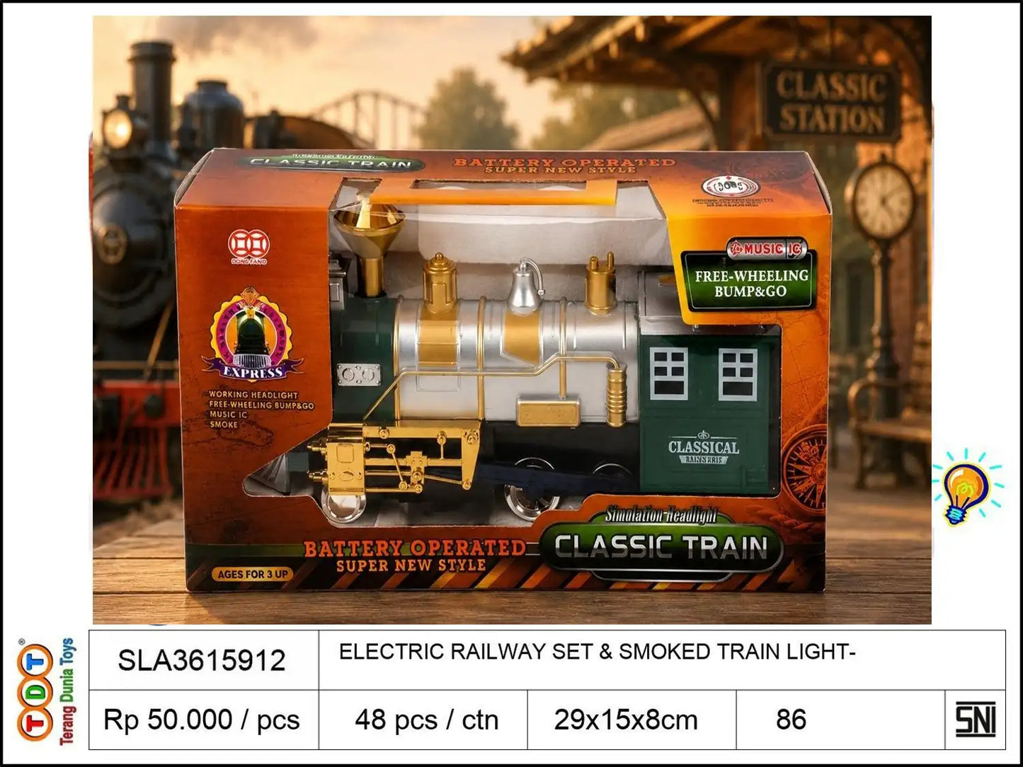 ELECTRIC RAILWAY SET & SMOKED TRAIN WITH LIGHT