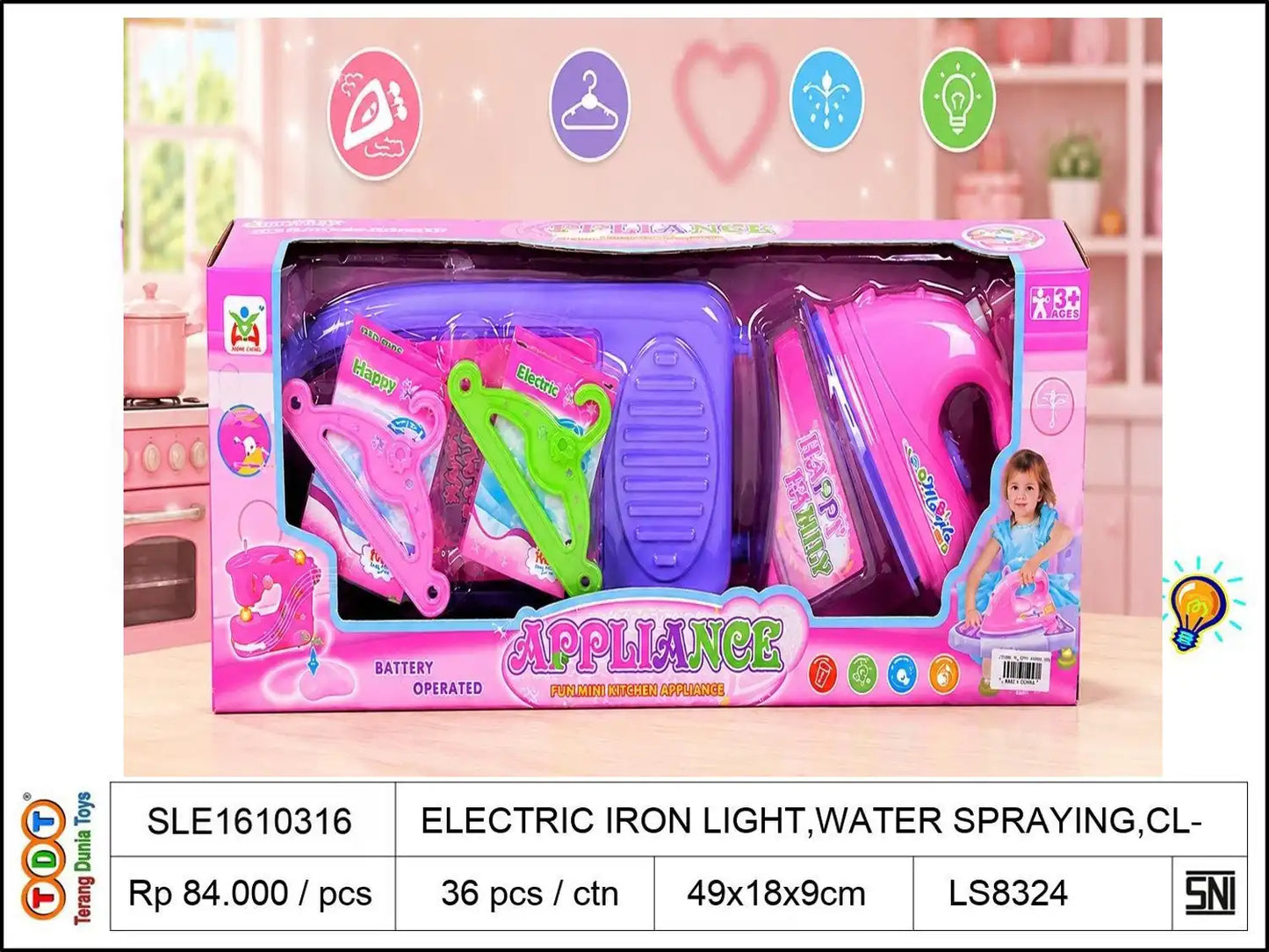ELECTRIC IRON WITH LIGHT,WATER SPRAYING,CLOTHES RACK