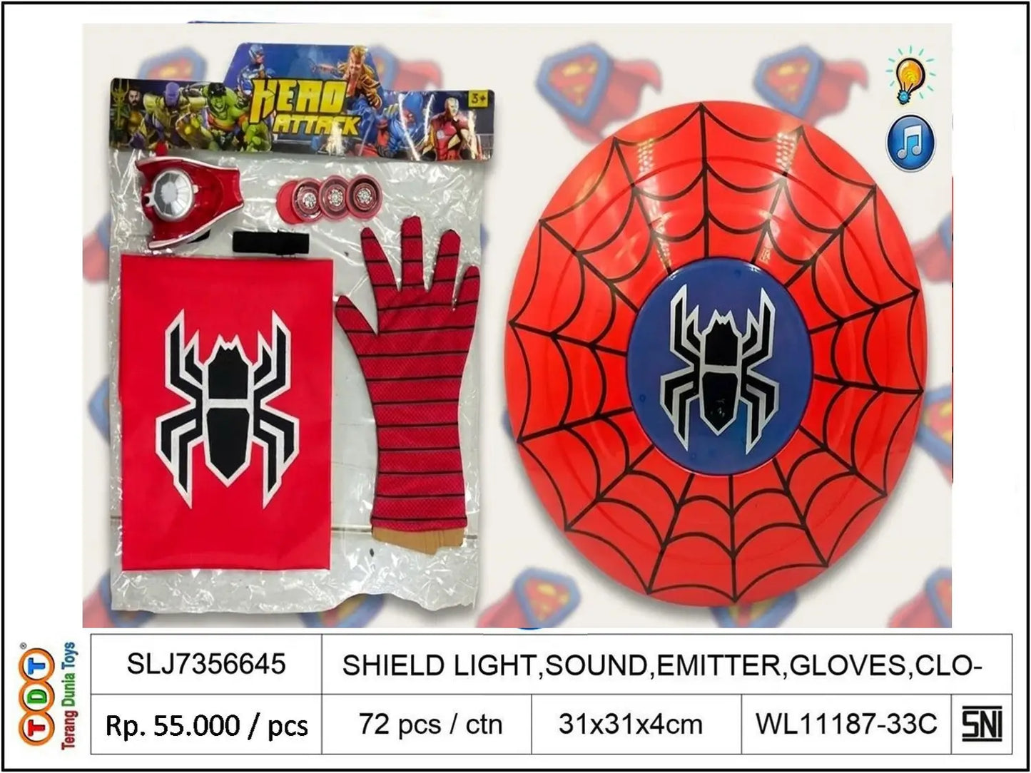 SHIELD WITH LIGHT,SOUND,EMITTER,GLOVES,CLOAK