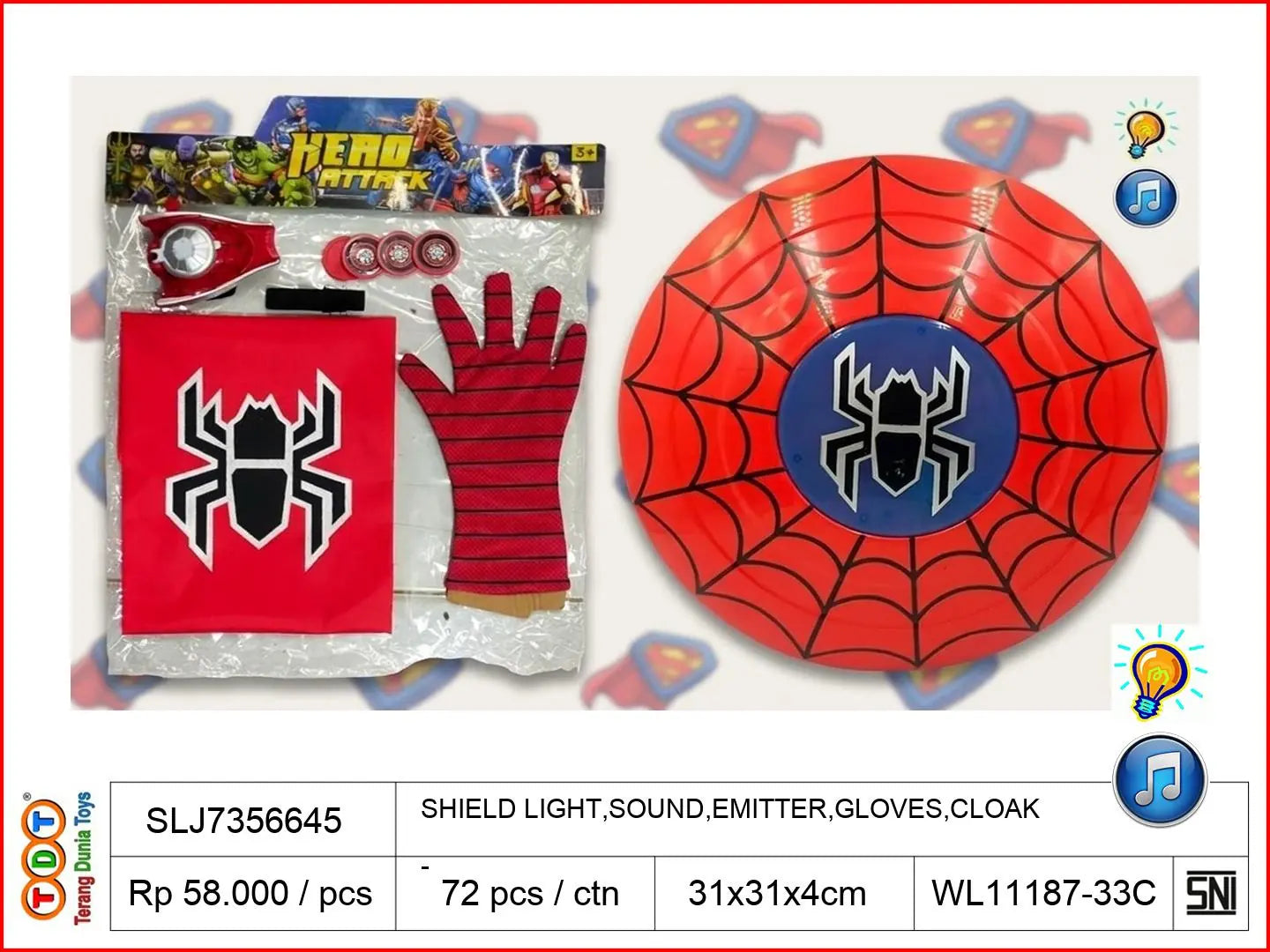 SHIELD WITH LIGHT,SOUND,EMITTER,GLOVES,CLOAK