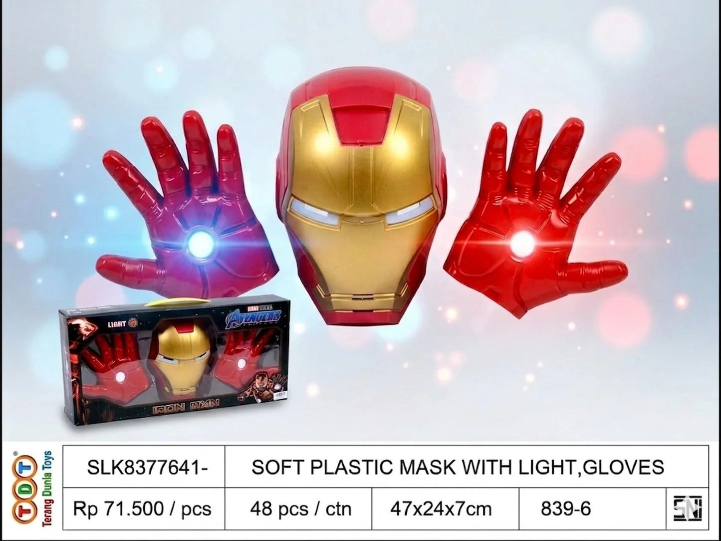 SOFT PLASTIC MASK WITH LIGHT,GLOVES

TAGS: SUPER HERO SARUNG TANGAN TOPENG