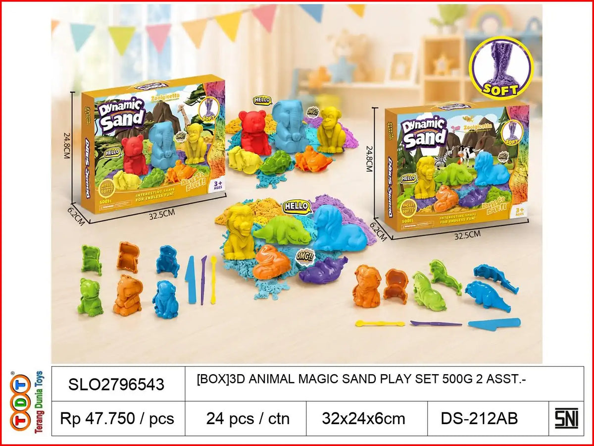 [BOX]3D ANIMAL MAGIC SAND PLAY SET 500G 2 ASST.