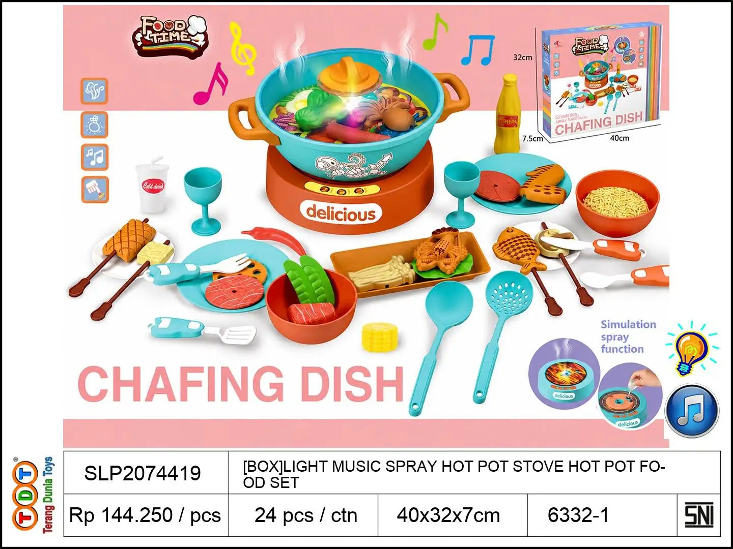 [BOX]LIGHT MUSIC SPRAY HOT POT STOVE HOT POT FOOD SET
