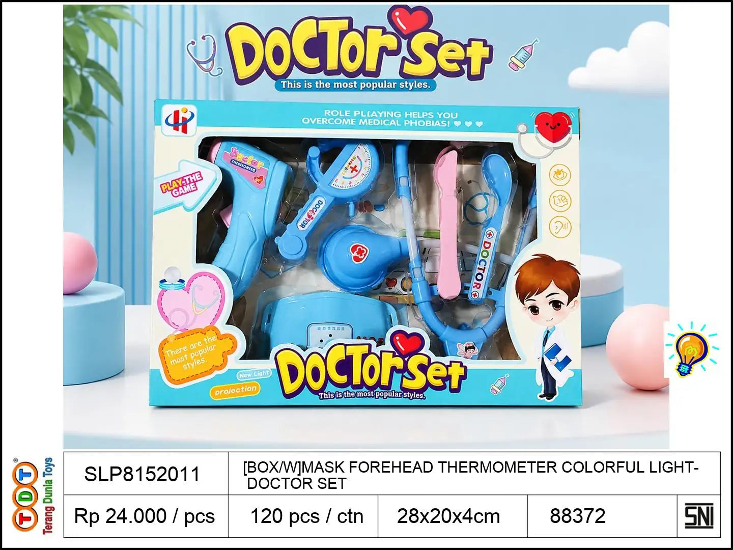 [BOX/W]MASK FOREHEAD THERMOMETER COLORFUL LIGHT DOCTOR SET