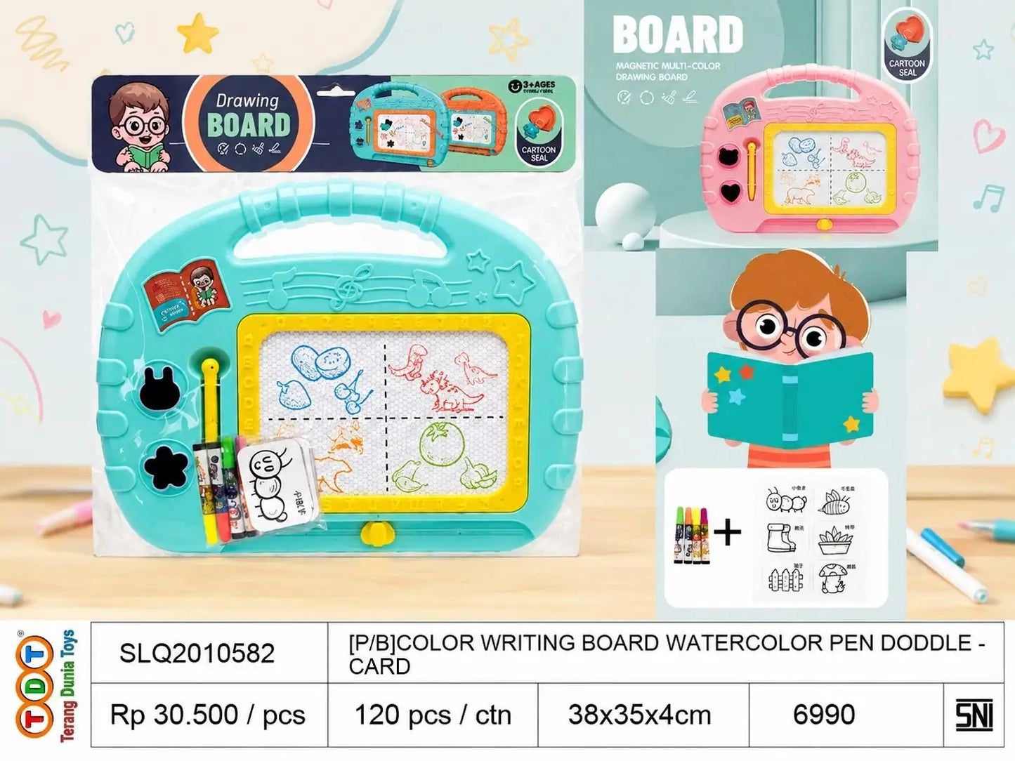 [P/B]COLOR WRITING BOARD WITH WATERCOLOR PEN DODDLE CARD